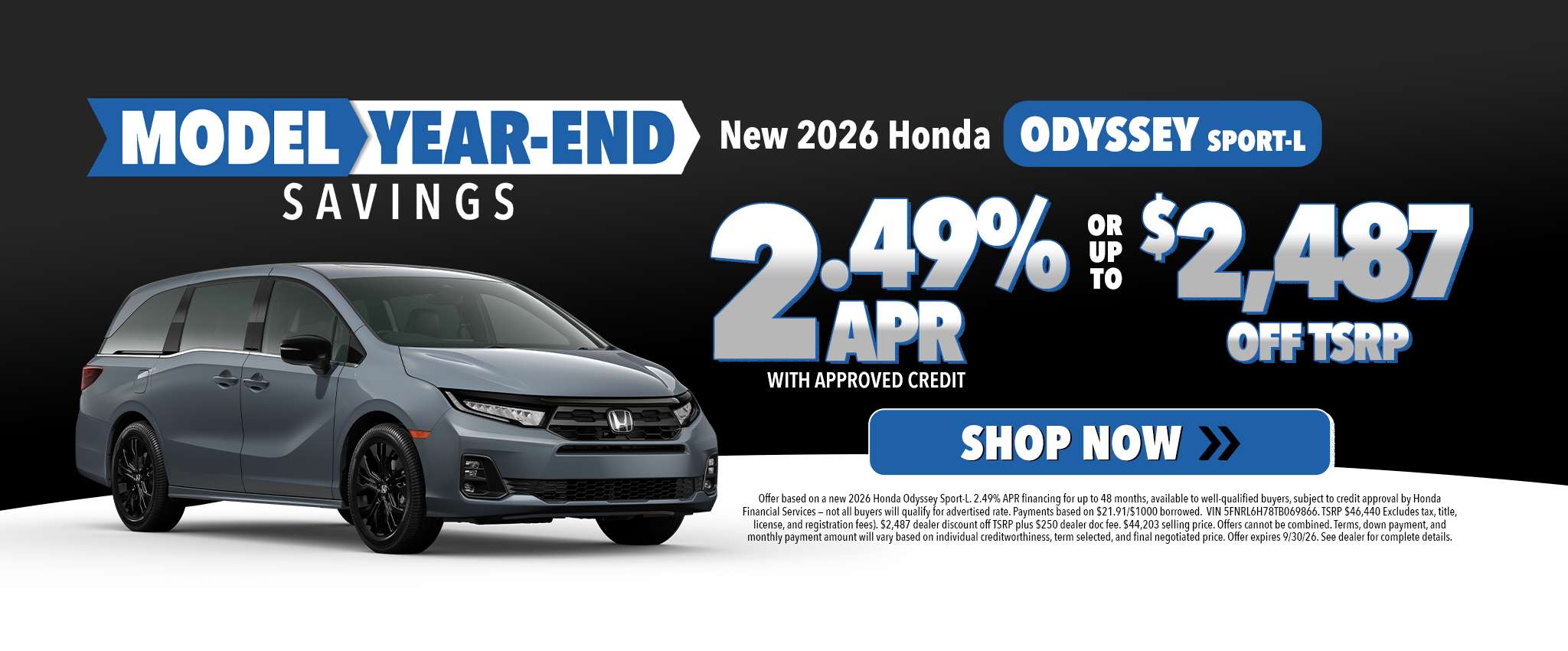 New 2026 Honda ODYSSEY SPORT-L